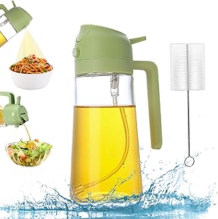 Glass Oil Sprayer for Cooking,Olive Oil Spray Bottle 2 in 1 Oil Spray and Oil Container,Glass Oil Sprayer for Cooking Kitchen Gadgets Accessories for Air Fryer,Oil Sprayer For Cooking Air Fryer(Green)