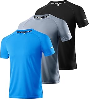 Boyzn 1, 3 or 5 Pack Men's Workout Running Shirts, Dry Fit Moisture Wicking T-Shirts, Sports Gym Athletic Short Sleeve Shirts, 3 Pack-black/Grey/Blue, 3XL