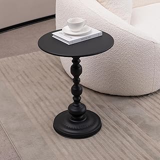 mr.waiba Metal Small Round Side Table, Vintage Matte Irregular Leg Table Coffee Drinks Cocktail Table, Small Decorative Pedestal Table for Living Room Corner Bedroom and Tight Spaces (Black)