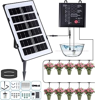 نظام الري بالتنقيط الاوتوماتيكي بالطاقة الشمسية من النوع سي، وضعين للشحن، نظام ري الحديقة للنباتات الداخلية والخارجية، بطارية 2200mAh، يدعم 10-15 وعاء، 12 وضع مؤقت، جهاز بالتنقيط الذاتي