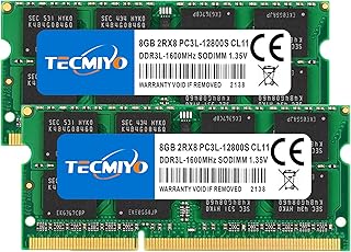 مجموعة ذاكرة وصول عشوائي من تيكميو سعة 16 جيجا 2 × 8 دي ار 3L-1600 SODIMM PC3-12800S 3 للاب توب - اخضر 16.0 GB DDR3