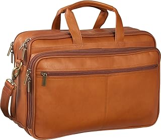 Le Donne Leather Dual Compartment Laptop Briefcase (Tan), Tan, Antique