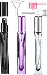 Yikimyfo Travel Perfume Bottle Refillable, 3 Pcs 10ml/0.34oz Fine Mist Glass Perfume Spray Bottles Empty Leak-proof Cologne Spray Bottle Mini Perfume Atomizer with Tool