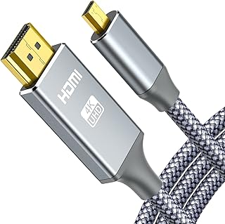 اولد بويتيك محول كيبل مايكرو HDMI الى HDMI ذكر، 4K @60Hz HDR من النايلون المضفر متوافق مع جوبرو هيرو، كانون/نيكون/سوني زد اف سي، كاميرا، راسبيري باي 4، بطاقة التقاط الفيديو، رمادي 6 قدم