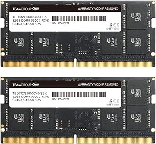 تيم جروب وحدة ذاكرة لاب توب ايليت سوديم DDR5 64GB 32x2GB 5600Mhz PC5-44800 CL46 بدون اي سي غير مخزنة 1.1 فولت 262 دبوس - TED564G5600C46ADC-S01 سعة 32.0 GB