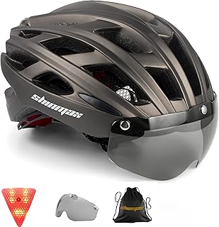 Shinmax Bike Helmet, CPSC/CPC Bike Helmet for Adult Men Women with Magnetic Goggles&Led Back Light Cycling Helmet Adjustable SM-T69