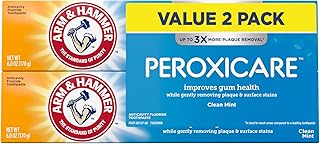 ارم اند هامر, معجون اسنان مضاد للتسوس بالفلورايد للتنظيف العميق من بيروكسي كير، نعناع نظيف، عبوة مزدوجة، 6.0 اونصة (170 غرام) لكل عبوة، تبييض