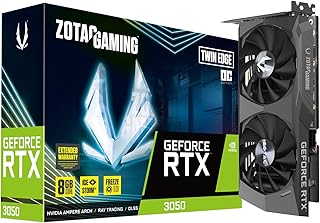 بطاقة عرض مرئي للالعاب جيفورس RTX 3050 توين ايدج اصدار او سي من زوتاك، GDDR6 8GB و128 بت، سرعة قراءة 14 جيجا/الثانية، منفذ PCIe 4.0 مبرد متطور 2.0 وتحكم في المروحة، ZT-A30500H-10M