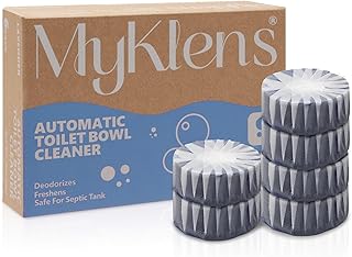 MyKlens Toilet Bowl Cleaner Tablets, Automatic Toilet Tank Cleaner for Deodorizing & Descaling, Long-Lasting with Sustained Release Technology for Bathroom Cleaners, Blue, 6 Packs