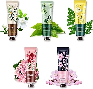 5 Pack Natural Botanical Fragrance Hand Cream Travel Gift Set, for Chapped and Work Hands, Moisturizing Mini Hand Lotion Travel Size, for Men and Women, with Natural Shea Butter and Aloe Vera - 30ml