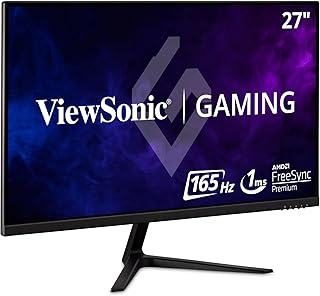 شاشة العاب FHD 1080P 165Hz 1ms بدون اطار بمنفذ عرض وHDMI مع المزامنة التكيفية وحماية العينين موديل (VX2718-P-MHD) مقاس 27 انش لون اسود من فيوسونيك، LCD