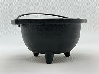 Cast Iron Cauldron with Handle, Witches Cauldron, Great for Use with Charcoal Incense, Smudge Sage (Large 4.25 Inches)