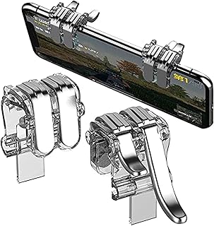 زوج واحد من مشغلات العاب الموبايل وحدة تحكم ببجي لتشغيل 6 اصابع مطلق النار L1 R1 حساسية عالية ملحقات مناسبة للهواتف الذكية التي تعمل بنظام IOS واندرويد صن سكرين USB فضي