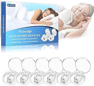 FHBHJNATC Snoring Stopper, Nose Clip, Anti-Snoring Nose Clip, Set of 6 Reusable Snoring Aids, Snoring Aid, Nose Clips for Better Sleep and Breathing