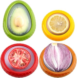 Avocado Saver and Tomato Holder, YEESON 4Pcs Silicone Fruit Storage Box for Fridge, Anti-Oxidation Storage Containers Box Ideal for Onions, Tomato, Avocado, & Potato