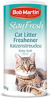 مسحوق معطر لفضلات القطط مضاد للبكتيريا برائحة بيبي سوفت، تحكم فعال في الرائحة لانتعاش طويل، صنع في المملكة المتحدة (سعة 400 غرام) من بوب مارتن