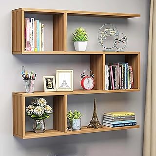 Modern Wooden Floating Shelves for Wall Stylish Wall Mounted Display for Living Room Study and Office Decor Contemporary Storage Solution with a Sleek Design(Wood,31.5"L x 5.9"W x 29.5"H)