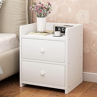 XIUWOO NightStand Bedside Table With Drawer Wooden Side Table Storage Unit For Bedroom Living Room,White