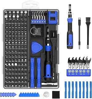 مجموعة مفكات براغي دقيقة من 160 قطعة، مجموعة مفك كمبيوتر مغناطيسي بـ 124 لقمة مثقاب، مجموعة أدوات إصلاح احترافية مع حافظة، مفك براغي كهربائي صغير دقيق للجوال ووحدة تحكم الألعاب وماك بوك والتابلت