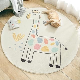 Children's Rug, Round Washable for Baby Room, Toddler Room, Living Room, Bedroom, Area Rug, Large Children's Rugs, Round Rugs, Fluffy Mat, Children's Protective Mats, Children's Mat, 140 cm