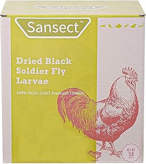 يرقات ذباب سوليدر سوداء مجففة بوزن 5 باوند من سانسيكت، عالية الكالسيوم للدجاج والطيور، كل مراحل الحياة