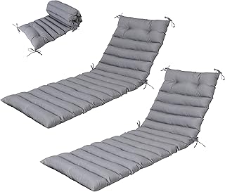 PERFECT GARDEN Chaise Lounge Cushions Outdoor Waterproof,Lounge Chair Cushion for Outdoor Furniture, Patio Foldable Chaise Cushions for Garden Pool 76 * 23inch (New Gray, Wide 76 * 23)