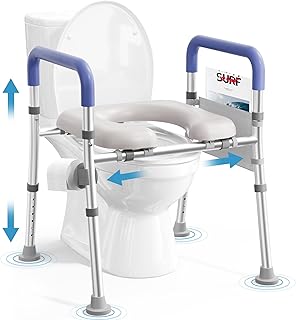 Soundfuse Toilet Seat Riser for Seniors, Raised Toilet Seat with Handles, Adjustable Height & Width, 400lb Handicap Elevated Toilet Seat for Elderly, Pregnant, Post-Surgery Patients, Fit Any Toilet