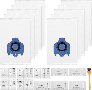 اكياس مكنسة كهربائية جي ان متوافقة مع مكنسة ميلي جي ان الكلاسيكية C1 وكاملة C2 وC3 وS227 وS240 وS270 وS400 وS400I وS600 وS2 وS5 وS8 مع 5 فلاتر للمحرك المسبق وما بعد المحرك، 10 قطع