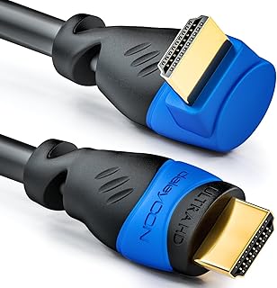 كيبل HDMI بزاوية 90 درجة بطول 1.5 متر (5 قدم) من ديلي كون - متوافق مع HDMI 2.0/1.4 - UHD 4K HDR ثلاثي الابعاد 1080p 2160p ARC - سرعة عالية مع ايثرنت - اسود