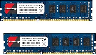 مجموعة 16 جيجابايت من كيساني 8 جيجابايت×2 1600 Udimm PC3L 12800/PC3L-12800U CL11 240 سن 2RX8 مزدوج اي سي غير مخزنة عشوائيًا تطوير ذاكرة 1.35 فولت/1.5 فولت للكمبيوتر ازرق