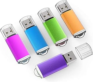 ذاكرة فلاش 32GB من 5 قطع USB 3.0 كيه اند زد سعة 32 GB، ذاكرة فلاش USB جامب درايف لتخزين البيانات القابلة للطي مع مؤشر LED (ازرق/ارجواني/زهري/اخضر/برتقالي)