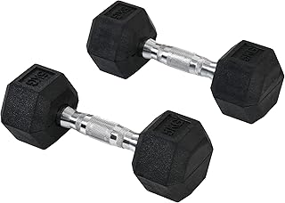 HOMCOM Rubber Dumbbell Sports Hex Weights Sets Home Gym Fitness Hexagonal Dumbbells Kit Weight Lifting Exercise (2 x 5kg)