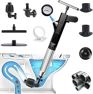 Wenbones Compressed Air Pipe Cleaner, Pipe Cleaning Pump High Pressure Toilet Cleaning Drain Cleaner Pump High Pressure Toilet Drain Pipe Unlockfor Cleaning Pipes/Sinks/Bathroom/Kitchens