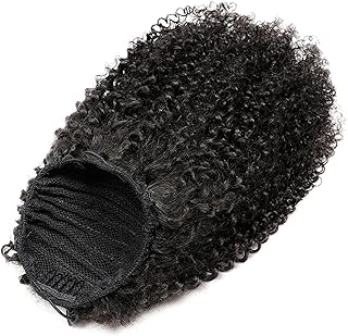 Aiokrtse Wrap Around Ponytail Extensions Human Hair Curly Clip in Hair Extensions for Women Natural Color