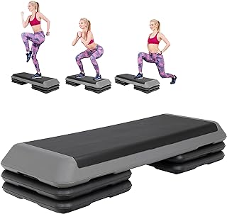 HomGarden 28.15" & 43" Adjustable Workout Aerobic Stepper in Fitness & Exercise Step Platform Trainer Stepper