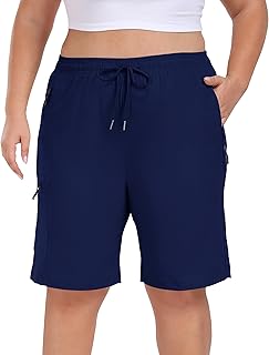 MoFiz Women's Plus Size Shorts Hiking Cargo Shorts Quick Dry Golf Active Shorts Lightweight Summer Shorts with Pockets, Navy, 3XL