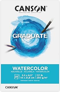 كانسون لوحة الوان مائية للخريجين، قابلة للطي، 5.5 × 8.5 انش، 20 ورقة | ورق فني للبالغين والطلاب - الرسم والغواش والوسائط المختلطة والحبر