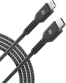 جالفينوكس كيبل شحن لايتنينج قصير (3 قطع) معتمد من ابل USB C الى لايتنينج بطول 1 قدم متوافق مع ايفون XR/11/12/13/14 برو ماكس (اسود)