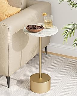 Aienvey Drink Table Pedestal, Small Round Side Table, Small Drink Table, Drink Tables for Small Spaces, Pedestal End Table, Small Pedestal Table, Gold