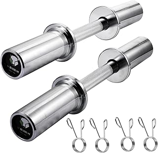 16" Olympic Dumbbell Handle Pair - Solid Adjustable Dumbbell Bars With Spring Collars 2'' Can Load(150LB/350LB), Suitable For Home Gym Exercise