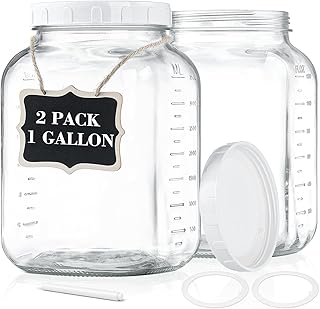 Absovetu 2 Pack Large Clear Glass Canister with Airtight Lid, 4.3 Litre Glass Jars Wide Mouth for Kitchen Food Storage, 100% Leak Proof -Square(4300ml)