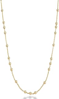 Miabella Italian 18K Yellow or Rose Gold Plated Beaded Ball Rosary Long Wrap Layering Station Chain Necklace for Women, 60'''