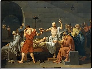 لوحة فنية مطبوعة بعبارة «The Death of Socrates Jacques Louis David» من اوكرا - سلسلة لوحات زيتية مشهورة عالميًا - لوحات فنية جدارية - ديكور منزلي رائع للمكتب وغرفة المعيشة والفندق (12 × 16 انش/30 × 40