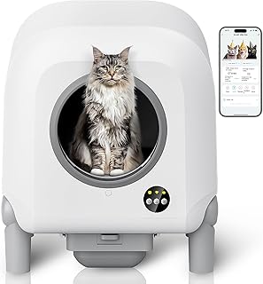 Self-Cleaning Litter Box, 100L Automatic Cat Litter Box for Multiple Cats, App-Controlled with Safety Protection, Odor Control, Includes 5 Rolls of Garbage Bags 113