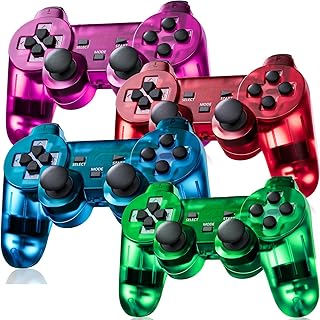 Burcica Wireless Controller for PS2 Play Station 2 Dual Vibration 2 (Blue Red Green Purple)