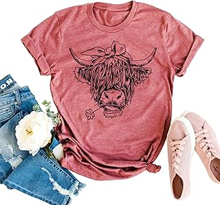 Cow Shirts for Women Cute Cattle Cowgirl T-Shirt Funny Animal Graphic Farm Life Tee Casual Short Sleeve Holiday Tops