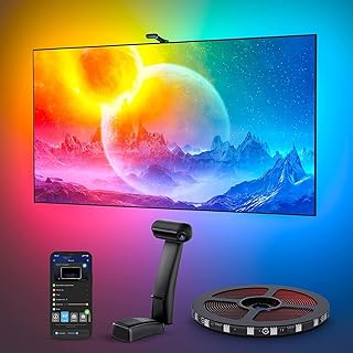 Envisual TV Backlight T2 with Dual Cameras, 11.8ft RGBIC Wi-Fi TV LED Backlights for 55-65 inch TVs, Double TV Light Beads, Adapts to Ultra-Thin TVs, Smart App Control, Music Sync WHD7038-SRK