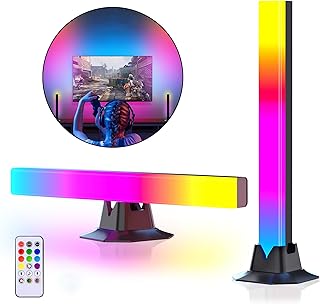 مصابيح LED الفضاء اللوني RGB خاصية مزامنة الموسيقى وإضاءة مكتب للألعاب مع جهاز تحكم عن بعد بالأشعة تحت الحمراء ومحول طاقة وسلك 190 سم USB لأجواء غرفة النوم وشاشة الكمبيوتر والتلفزيون من ميكنج تيك