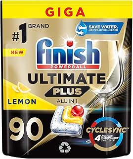 Finish Ultimate Plus Lemon Capsules for Dishwashers, 90 Pieces