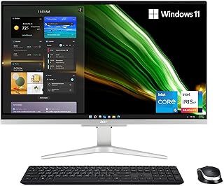 جهاز كمبيوتر مكتبي اسبير UA12 AIO من ايسر، C27-1655، شاشة FHD 27 انش IPS، انتل كور i5-1135G7 الجيل 11، رسومات انتل ايرس اكس اي،12GB DDR4، 512GB NVMe M.2 SSD، مع انتل WiFi 6 ونظام ويندوز11 هوم